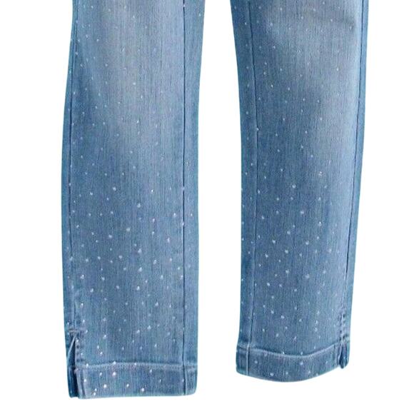 Cache Rhinestone Stud Cropped Jean Pant Light Wash Denim Stretch New NWT $118 - Picture 8 of 10